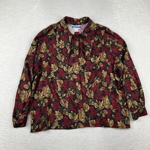 Vintage Pendleton Shirt Womens 22W‎ Red Floral Button Up Long Sleeve Blouse USA